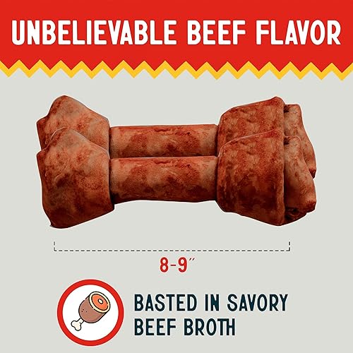 Miniatura 3 de Canine Chews Hueso de cuero crudo extra grande de 8-9 pulgadas para perros grandes, masticadores agresivos, paquete de 10 (sabor a carne)