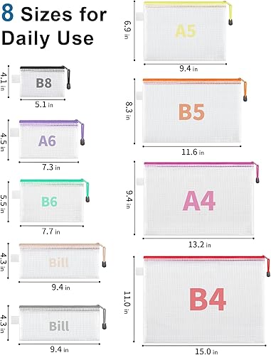 Miniatura 2 de JARLINK 36 bolsas de malla con cremallera, 8 tamaños impermeables con cremallera para almacenamiento de juegos de mesa, 18 bolsas de organización de