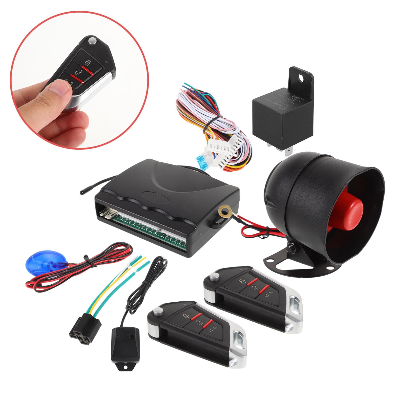 SHINEOFI Allarme Antifurto per Auto Design User-friendly in Plastico e Metallo con Chiusura Centralizzata e Telecomando Kit per Veicoli e Automobili