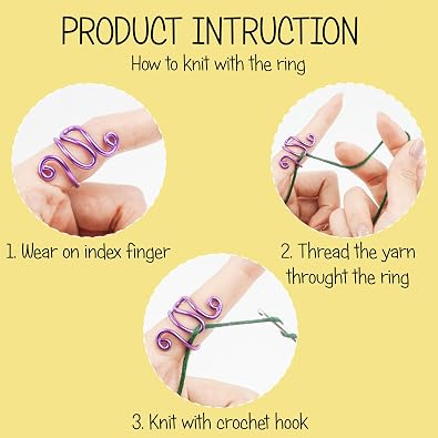 Crochet Tension Ring, Lefties & Righties Yarn Tension Control, Adjustable Companion Ring, Birthday Gifts For Friend, Sister, Mom, Aunt, Grandma, Knitters (Size 7-10, Silver)