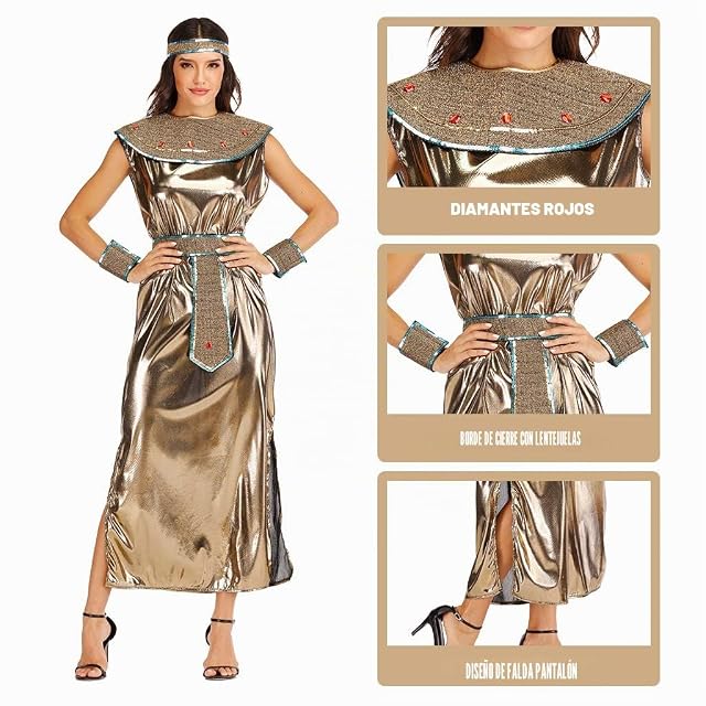 Foto 4 de 7 de EraSpooky Disfraz de Diosa Egipcia del Antiguo Egipto para Mujer Faraón Disfraz Cosplay Fiesta de Halloween…