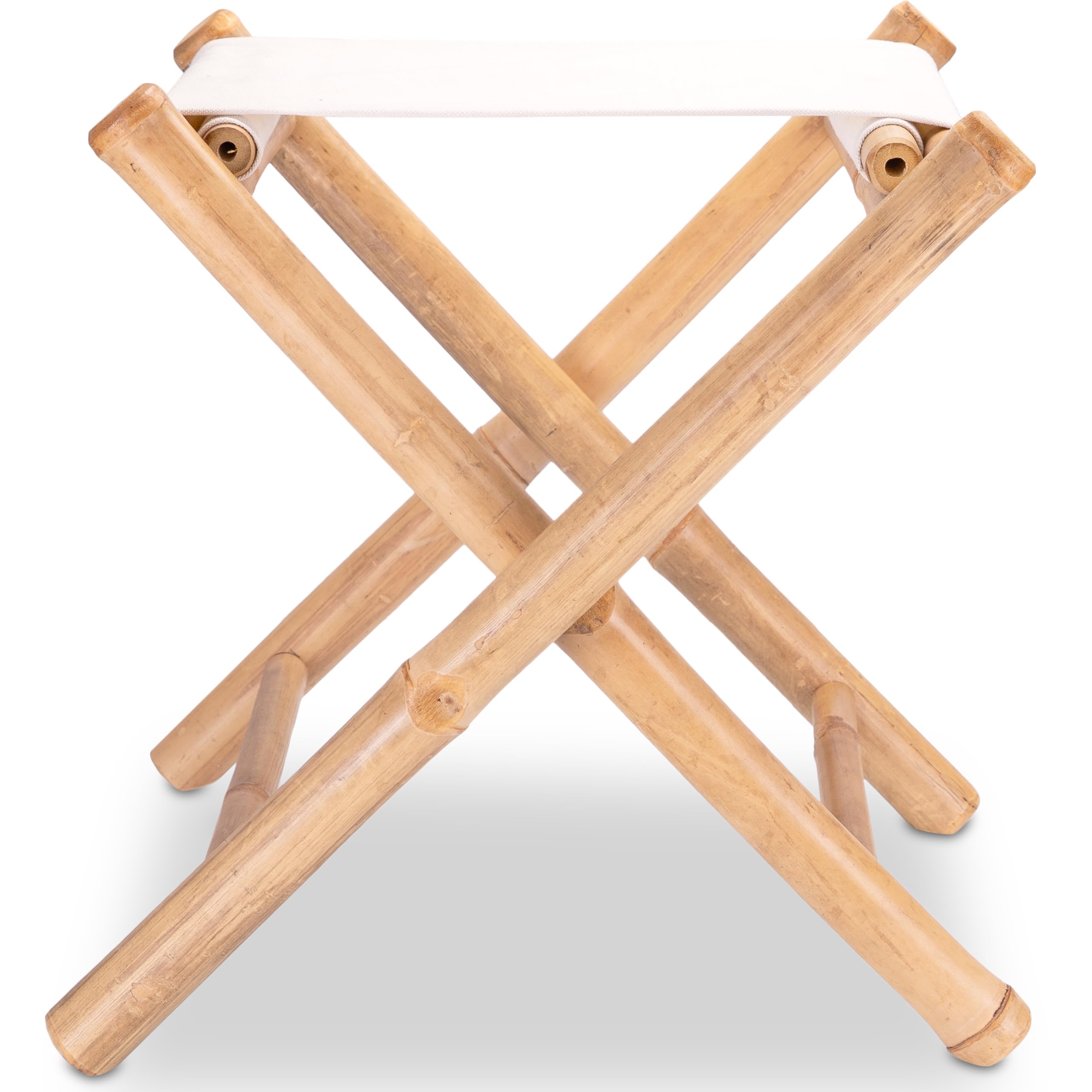 Decorasian Klapphocker aus Bambus – Fußhocker & Beinauflage bzw. Fußschemel oder Fußbank – klappbare und platzsparende Fußstütze - kleiner Hocker Ottoman