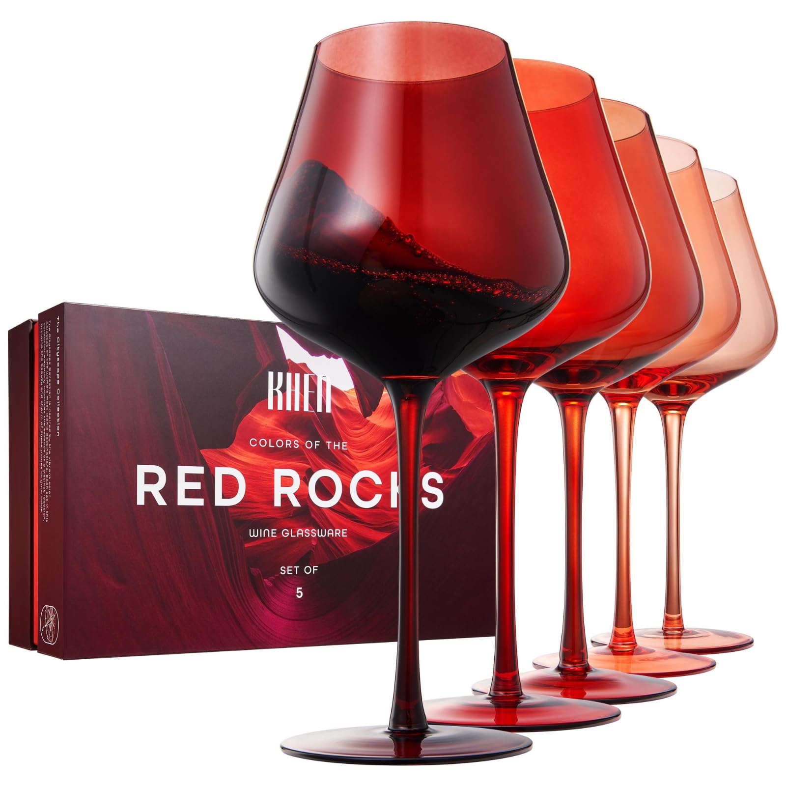 Khen Red Rocks Weinglas-Set, Farbverlauf, Rotweingläser, 567.0 g