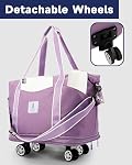 Arxus Carry On Luggage for Airplane, Rolling Duffle Bag with Detachable Wheels and Adjustable Shoulder Strap, Expandable Foldable Wheeled Travel Bag with Suitcase Sleeve for Women, Weekender 25L-55L
