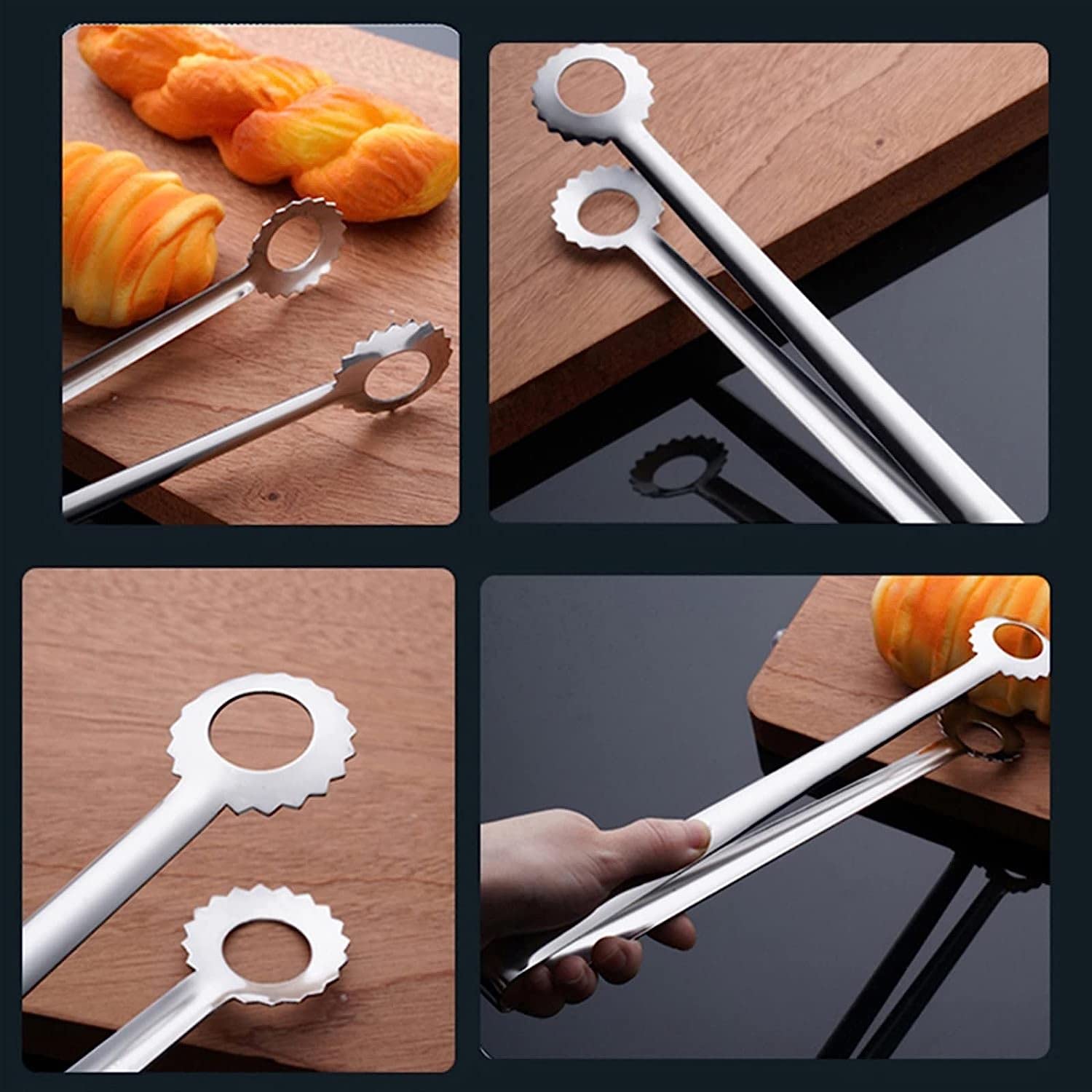 Pinzas de Cocina de Acero Inoxidable 304 para Barbacoa, Pinzas portátiles para Comida, Pinzas para Servir Buffet, Pinzas para cocinar Papas Fritas, Utensilios de Cocina