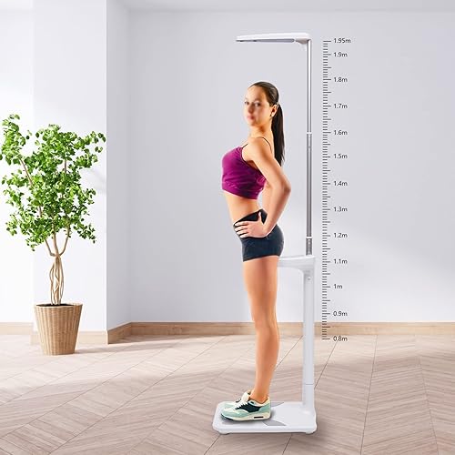 Miniatura 5 de RustyVioum Physician Medical - Herramienta de báscula de peso corporal, pérdida de capacidad de 440 libras con altura, báscula de peso de grasa LCD,