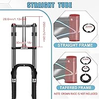 Vista 3 de BUCKLOS 20 pulgadas 4.0 Fat Tire Bike Suspension Tenedor, 7.087 in Travel 5.315 in Spacing Hub 0.354 in QR Ebike Oil MTB Fat Fork, Doble Corona