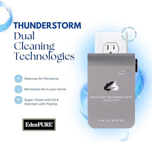 Miniatura 4 de EdenPURE Thunderstorm III - Purificador de aire  Pequeño generador de ozono enchufable e ionizador  Elimina olores, olores de mascotas, humo, moho