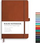 RETTACY Lined Journal Notebook, 192 Numbered Pages, A5 Medium Size (14.5 × 21 cm), for Men & Women, Journaling, Writing, Work & Office, Leather Hardcover, 100 GSM Thick Paper (Navy Blue)