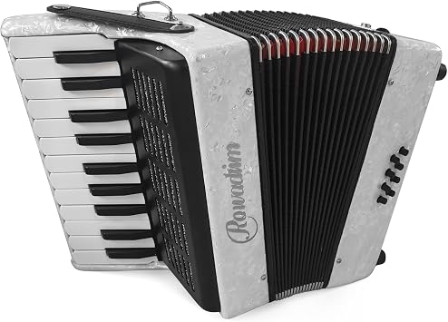 Accordion - 22 Key 8 Bass, Professional & Beginner Keyboard Accordion with Adjustable Strap & Backpack, Durable Design white