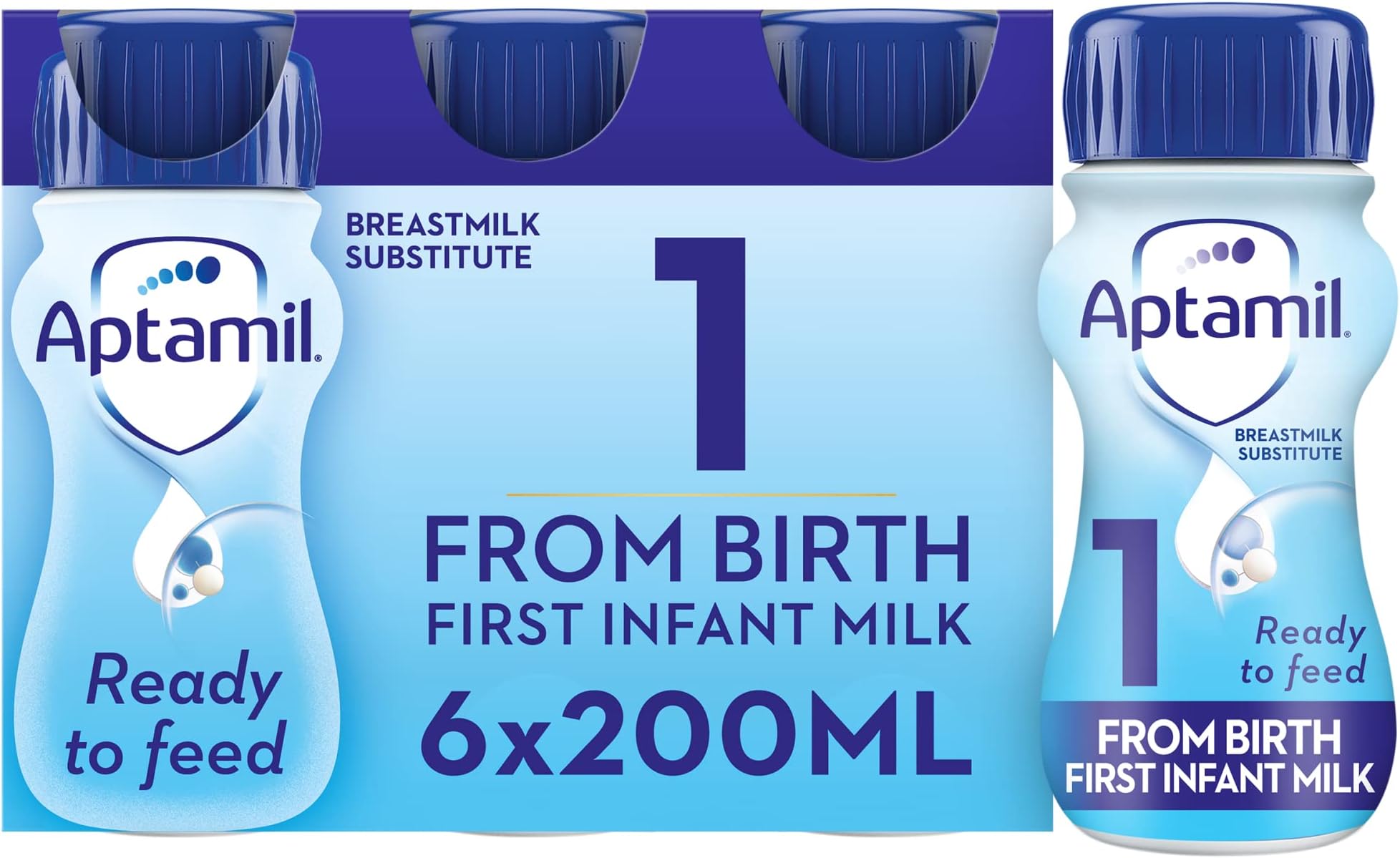 1 First Infant Baby Milk Ready to Use Liquid Formula, from Birth, 6x200 ml