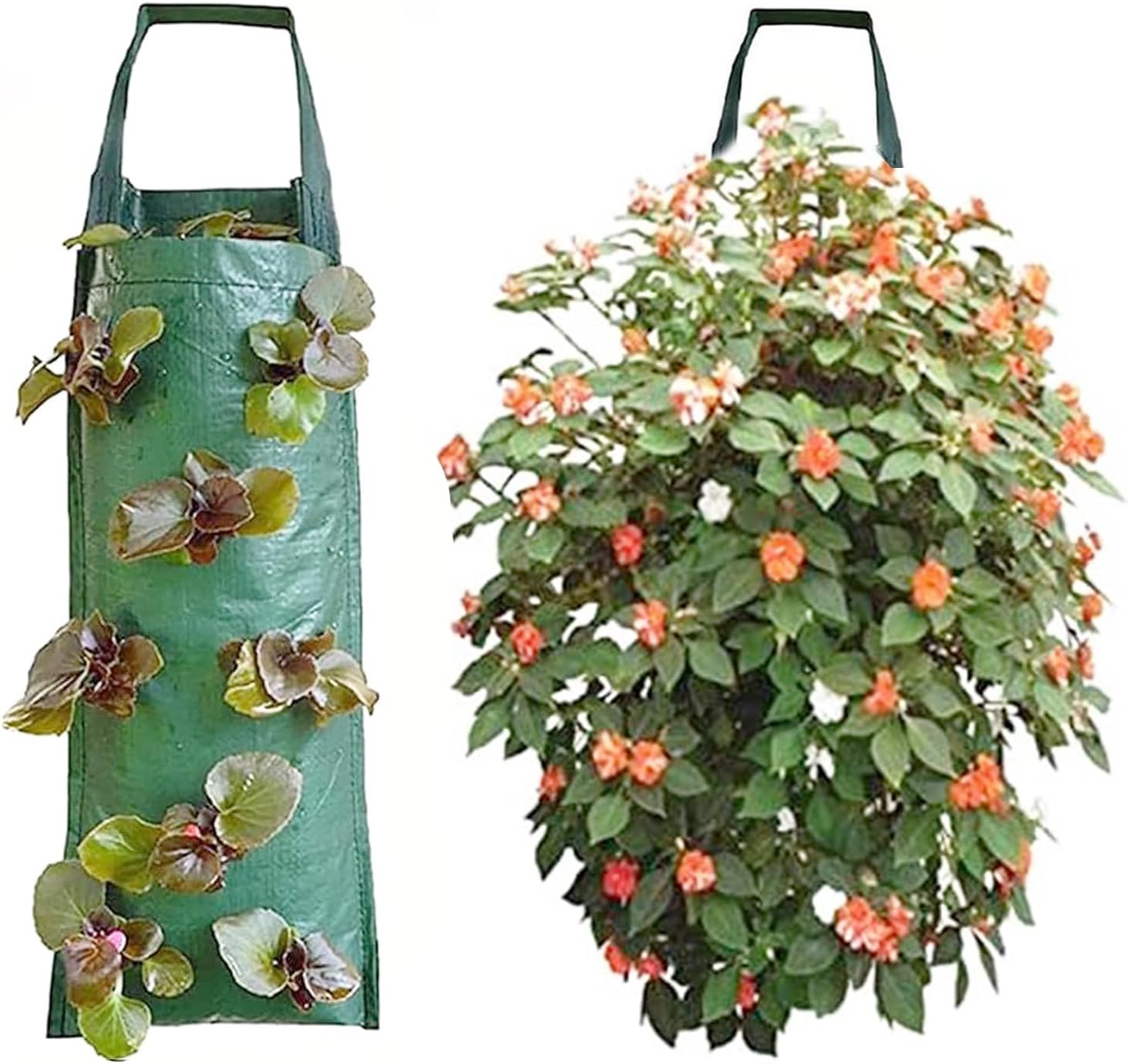 3Pcs Hanging Grow Bags, Flower Strawberry Planter Bags, Multifunction Vegetable Flower Strawberry Herbs Plant Grow Bags for Vertical Gardening