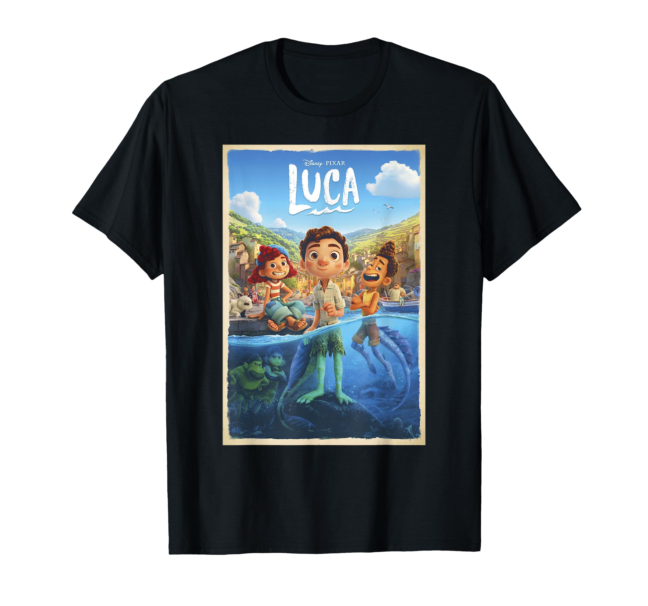 Disney Pixar Luca Movie Poster T-Shirt Small