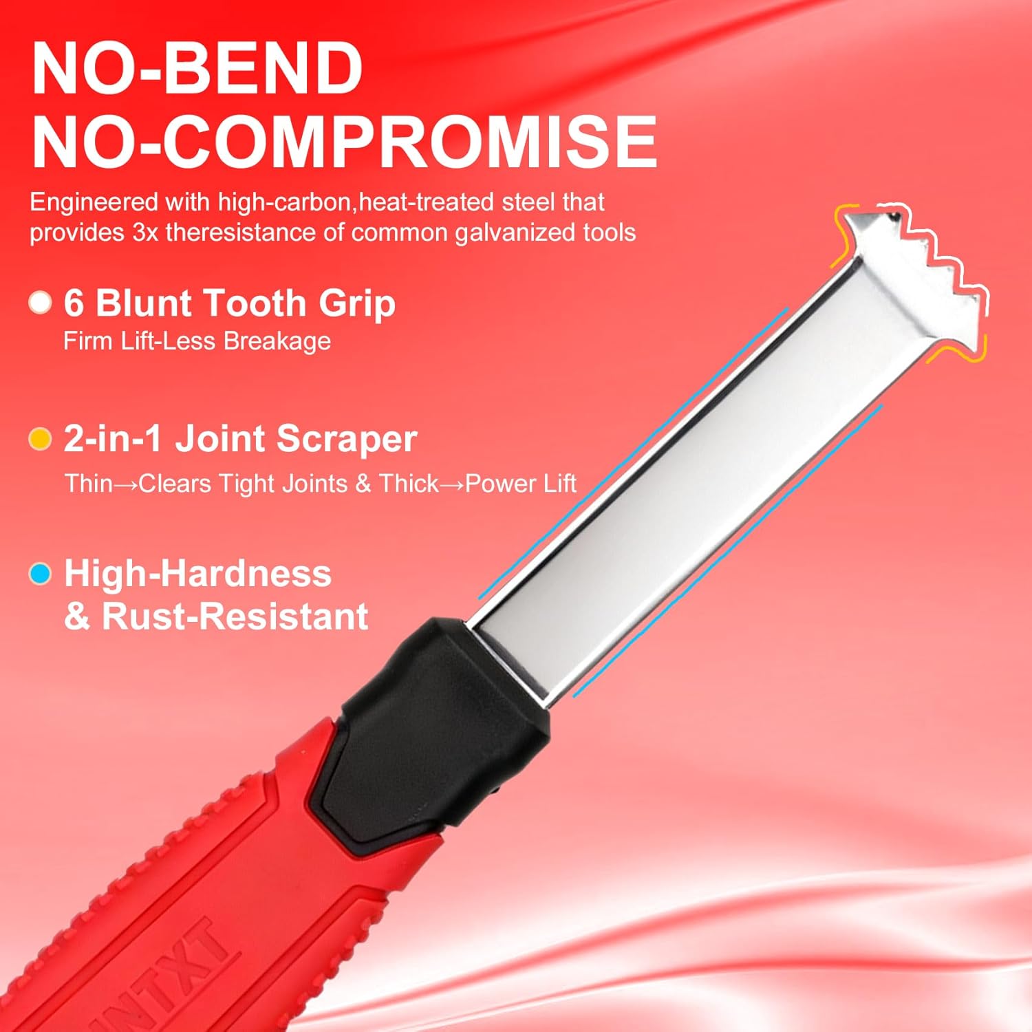Paver Removal Tool with Anti-Slip Grip Handle & Dual-Height Scraper - Heavy Duty Steel Paver Lifter & Puller for Brick, Block, Patio & Driveway - 6-Tooth Grip Landscaping Tool 2pcs (Red)