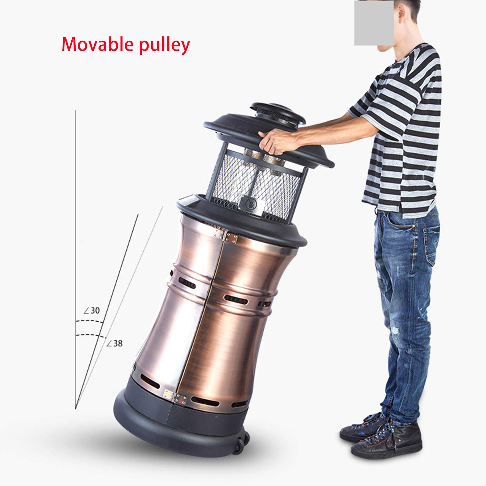 Stufa a gas propano per esterni, in acciaio inox, con tubo in vetro e copertura antipioggia, per barbecue, feste, 12 KW, perfetto per giardino e campeggio