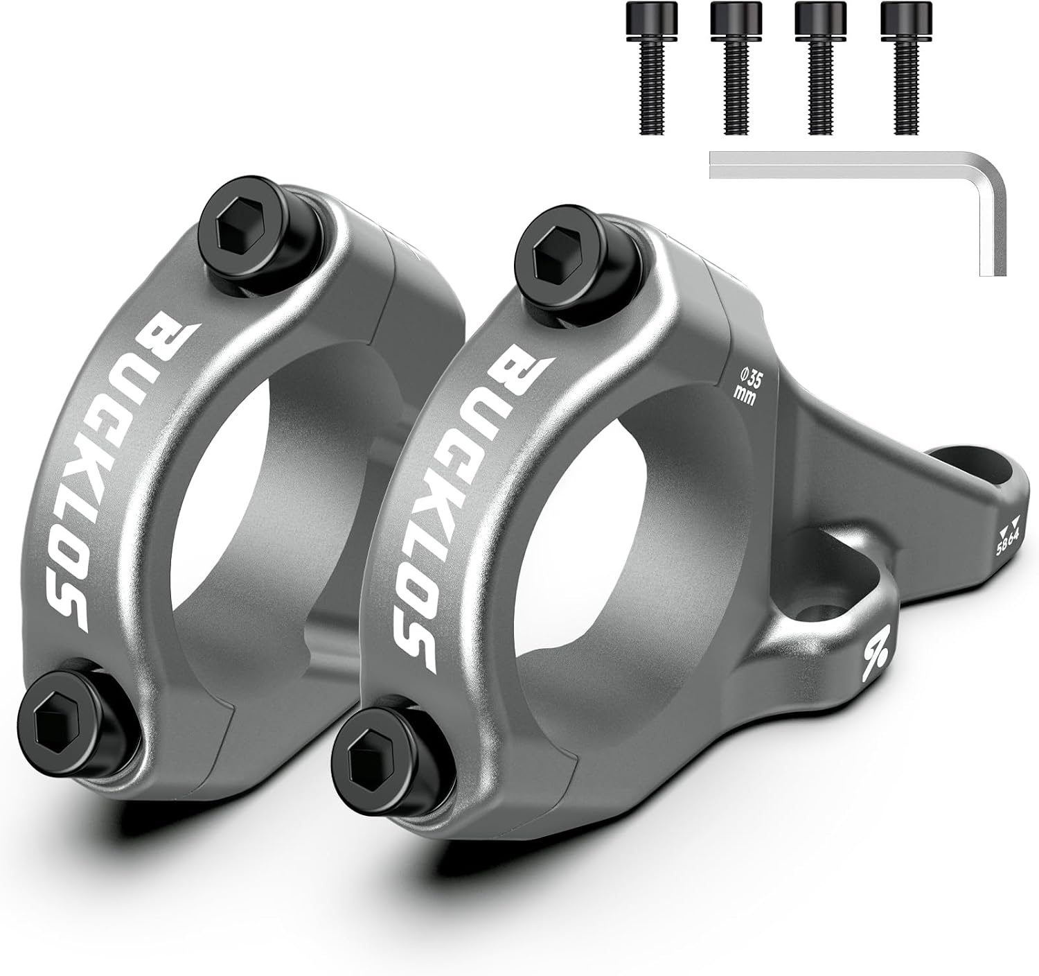 BUCKLOS Direct Mount Stem Mountain Bike 31.8mm 35mm Bar Clamp MTB Handlebar Stems 2 Pieces Lightweight Split High Rise Bicycle Stem Adjustable Extension 58-64mm for Dual Crown Fork, Downhill, Enduro