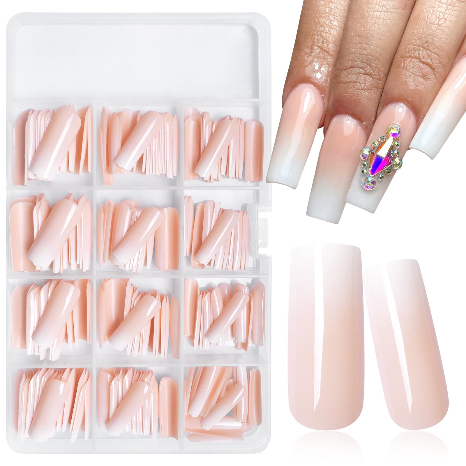 Lifextol 240pc Ombre Square Press on Nail long Fake Nails Press ons Glue on Nails with Glue & Adhesive Tabs, Acrylic Nails Press on Nails Square False