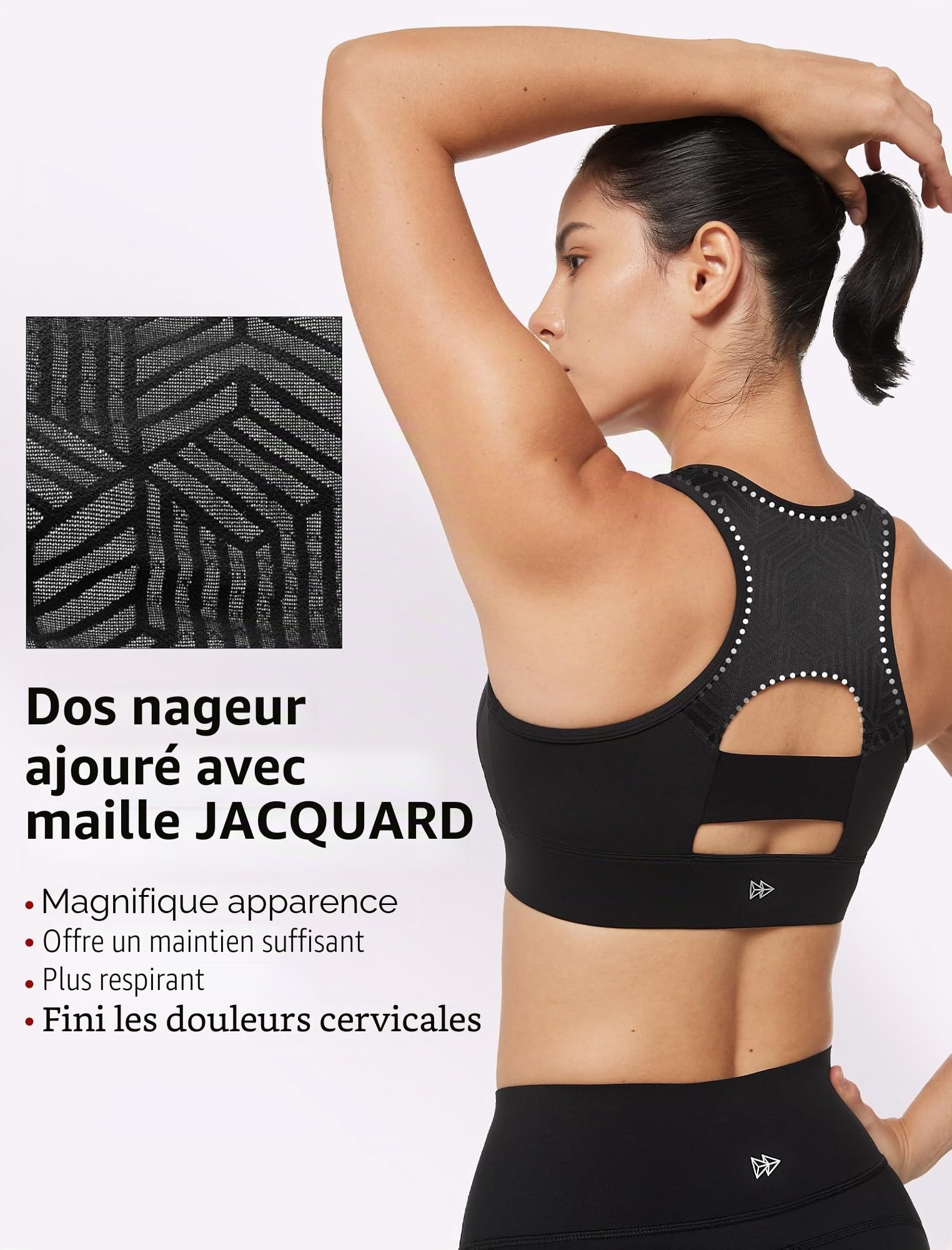 Yvette Brassière Sport Rembourrée Femme Dos Nageur Zip Avant Soutien Gorge de Sport Maintien Fort Grande Taille