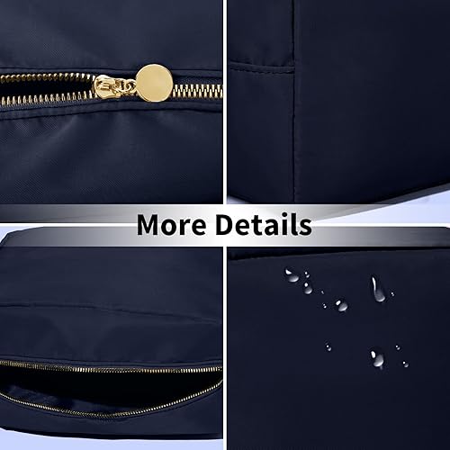 Miniatura 5 de SOIDRAM Bolsa de maquillaje grande bolsa de viaje, bolsa de aseo azul, organizador de maquillaje, bolsa de nailon, bolsa de preparación cosmética,