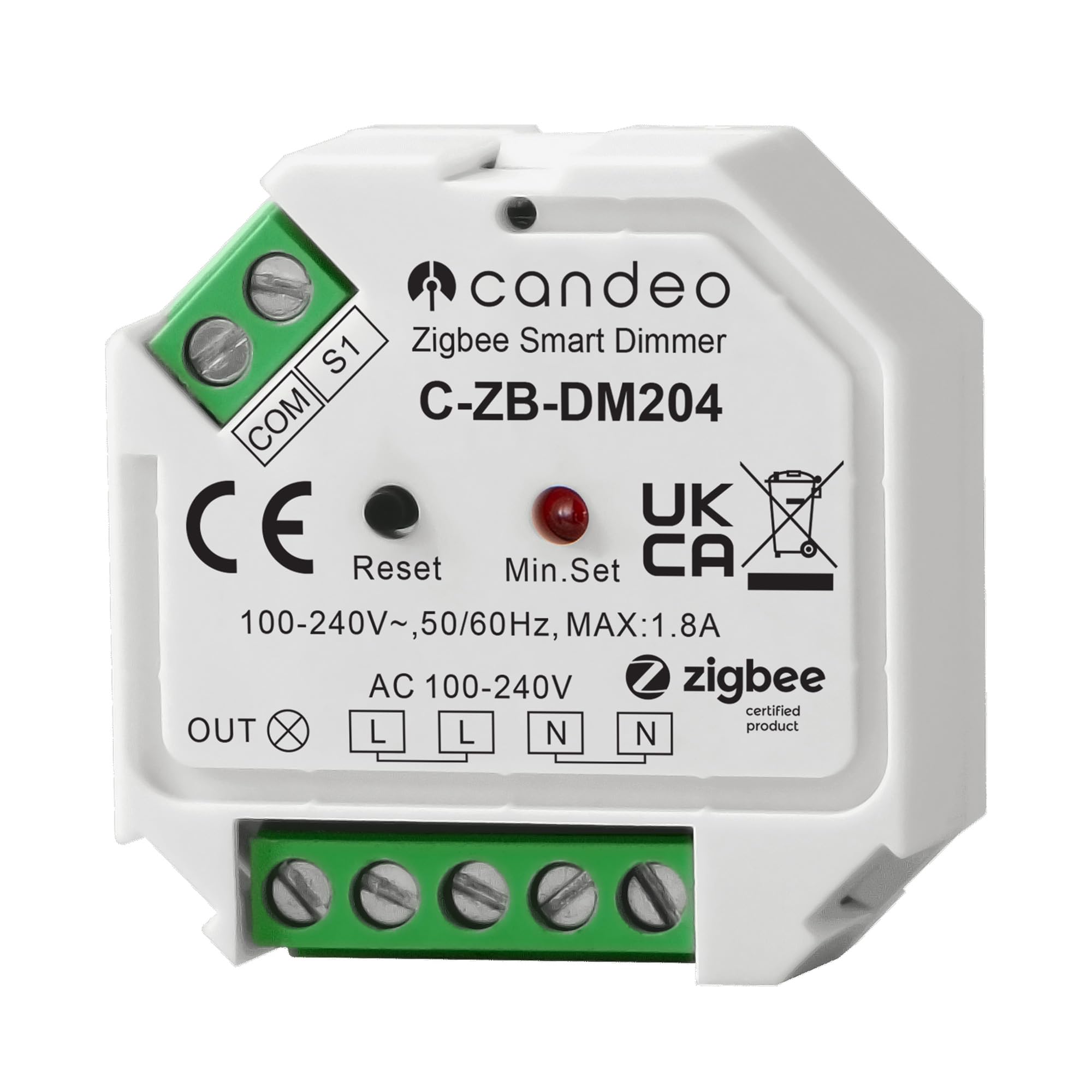 Candeo Zigbee-Dimmmodul, kein Neutralleiter erforderlich, kompatibel mit Amazon Echo, Echo Studio, Philips Hue, Smartthings, Hubitat, HomeKit