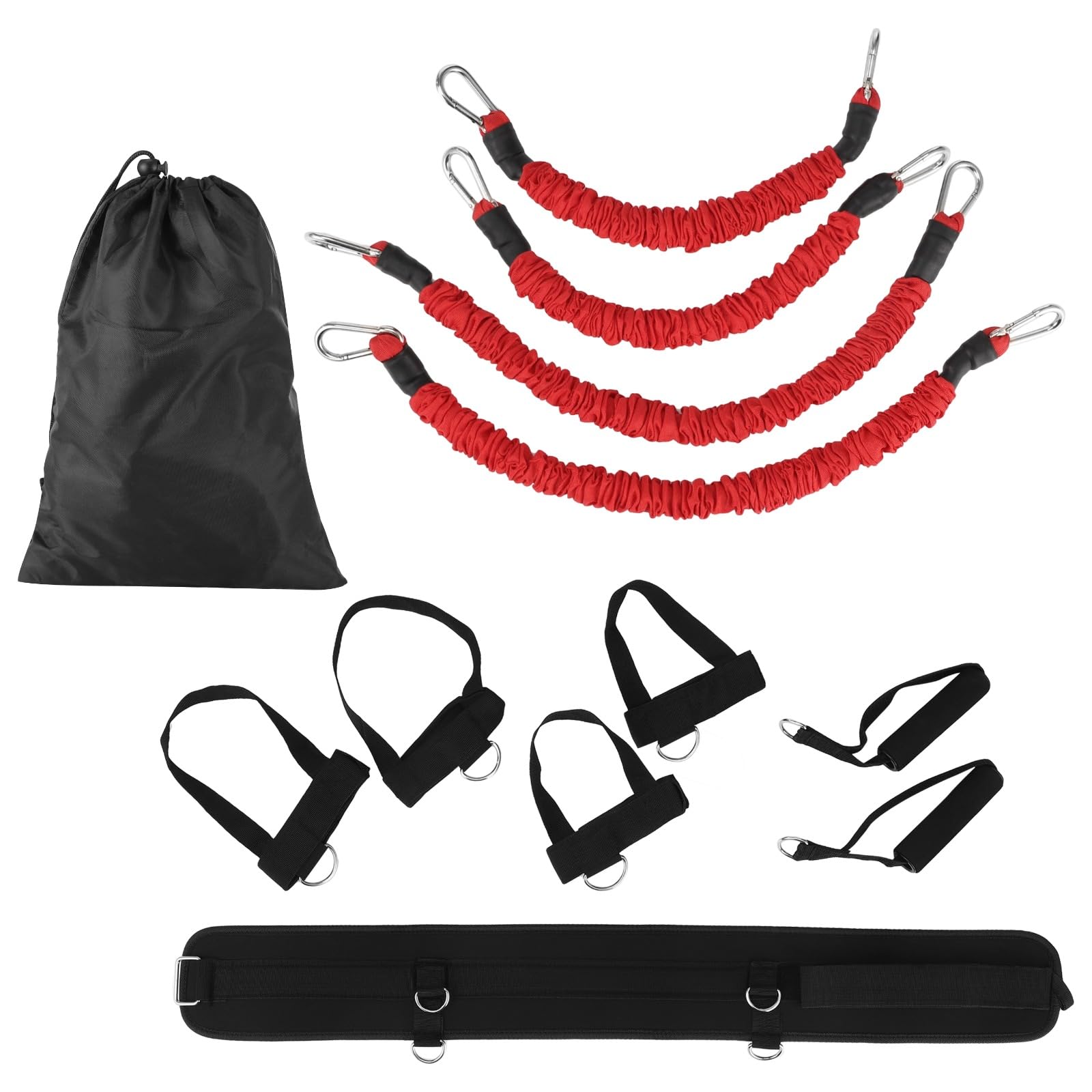 12 STK. Box-Widerstandsbänder-Set, 15 lbs Widerstandsbänder mit verstellbaren Handgelenk-, Knöchelmanschetten und Hüftgurt, tragbares MMA-Trainingsset für Schnellkraft, Tempo, Beweglichkeit