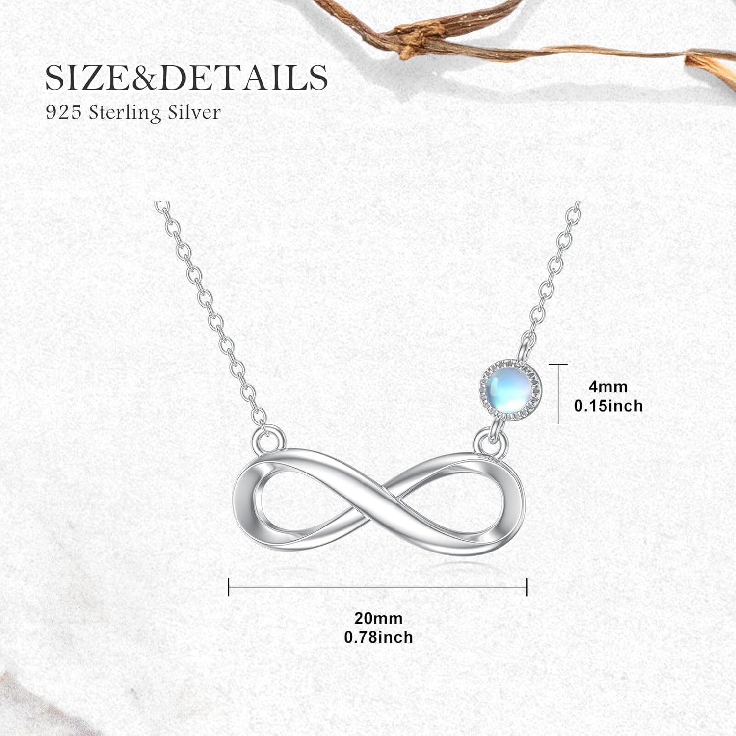 Infinity Necklace for Women 925 Sterling Silver Moonstone Infinity Pendant Ladies Jewelry Gifts - Image 5