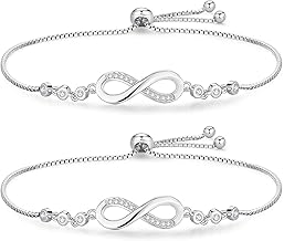 Pack of 2 Infinity Bracelet for Girls Girlfriend Daughter Women (Silver)