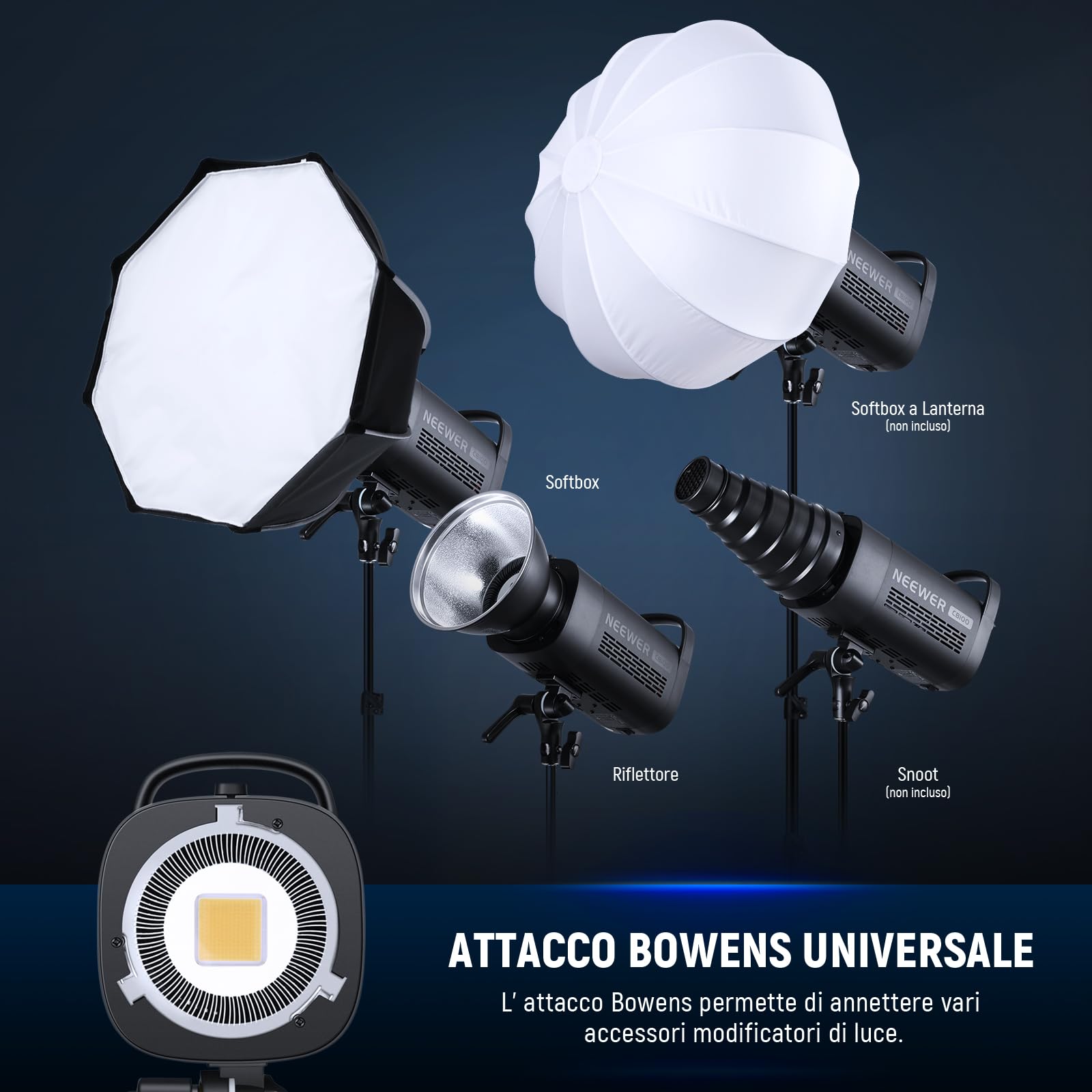 NEEWER CB100 100W Luce Video LED con Controllo 2,4G Kit di
