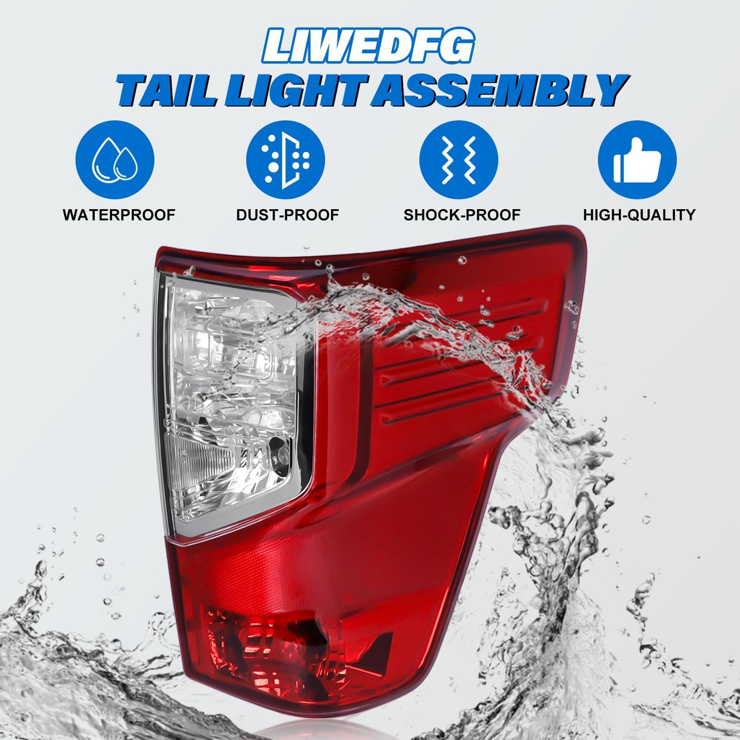 Tail Light Assembly Compatible with Nissan Titan 2017-2023 / Titan XD 2016-2023, Halogen Type Rear Lamp with Bulbs Replacement for 26550-EZ23D NI2801213, Red+Clear Lens, Right Passenger Side