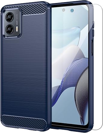 for Moto G 5G 2023 case, Moto G 5G Phone case 2023 with HD Screen Protector, Fashion Shock-Absorption Flexible TPU Bumper Soft Rubber Protective Phone Case Cove for Motorola Moto G 5G 2023, Navy Blue