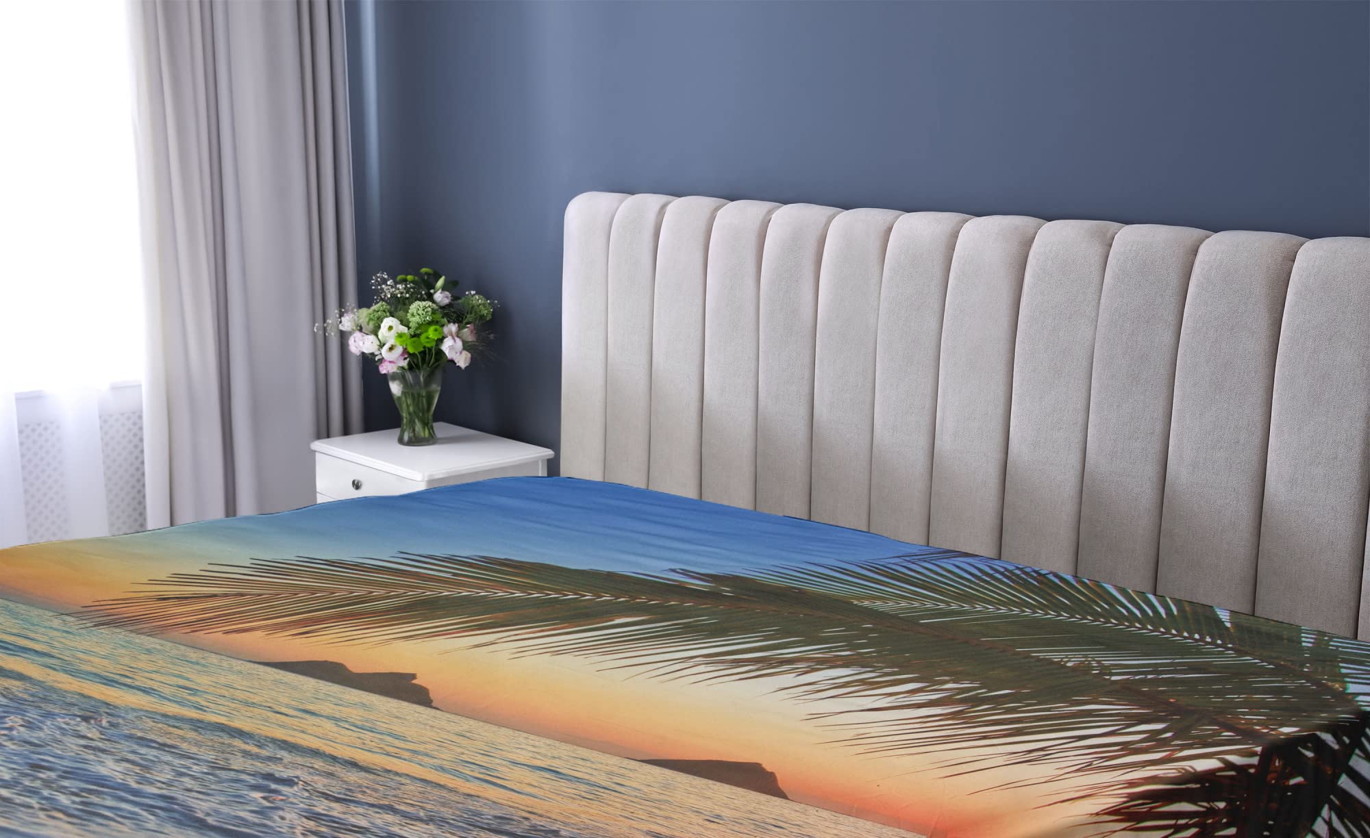 Amazon｜Ambesonne ハワイアンボックスシーツ ラニカイビーチの太平洋