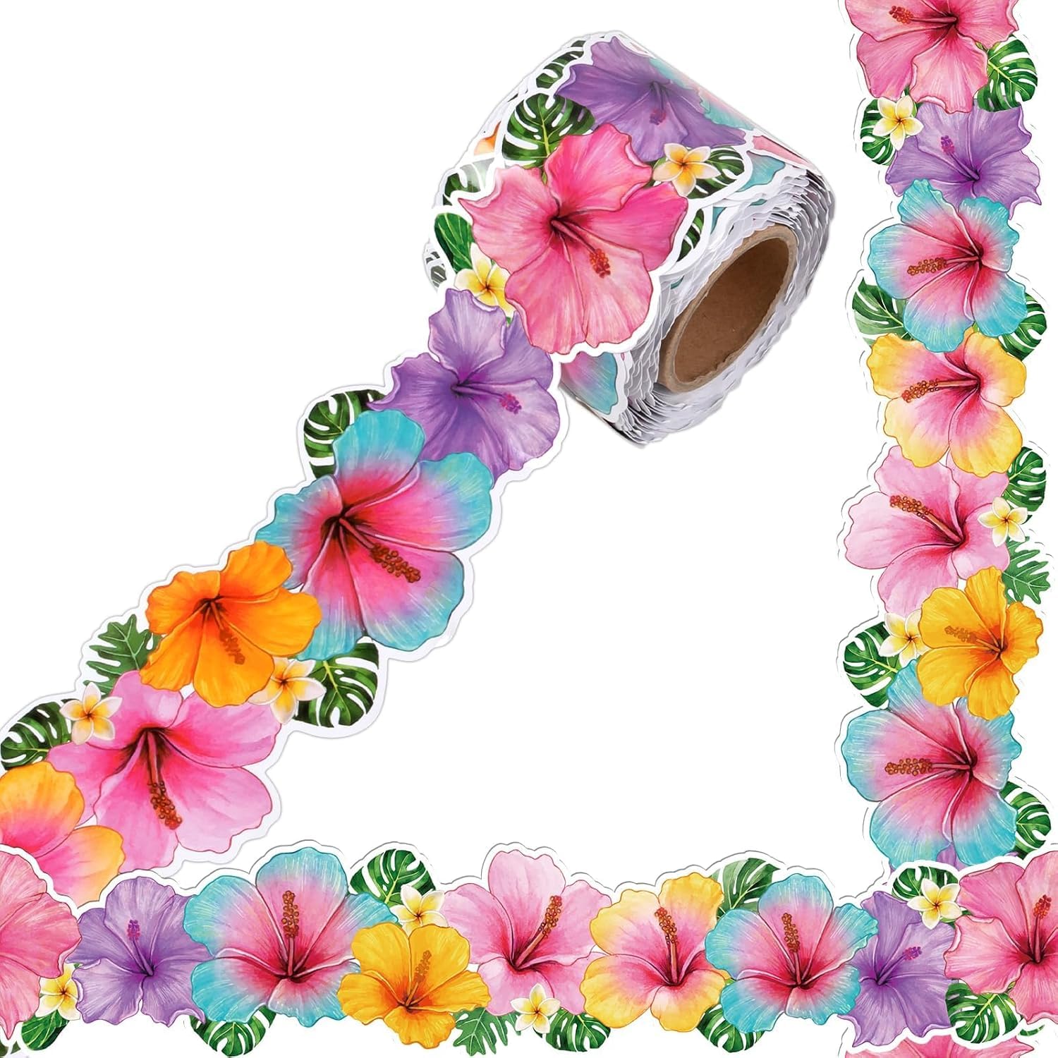 Bulletin Board Borders for Classroom Decorations, Summer Tropical Hibiscus Flower Bulletin Board Trim for Teacher School Supplies Classroom Offices Door Wall Decor, Floral Party Supplies 49 Ft