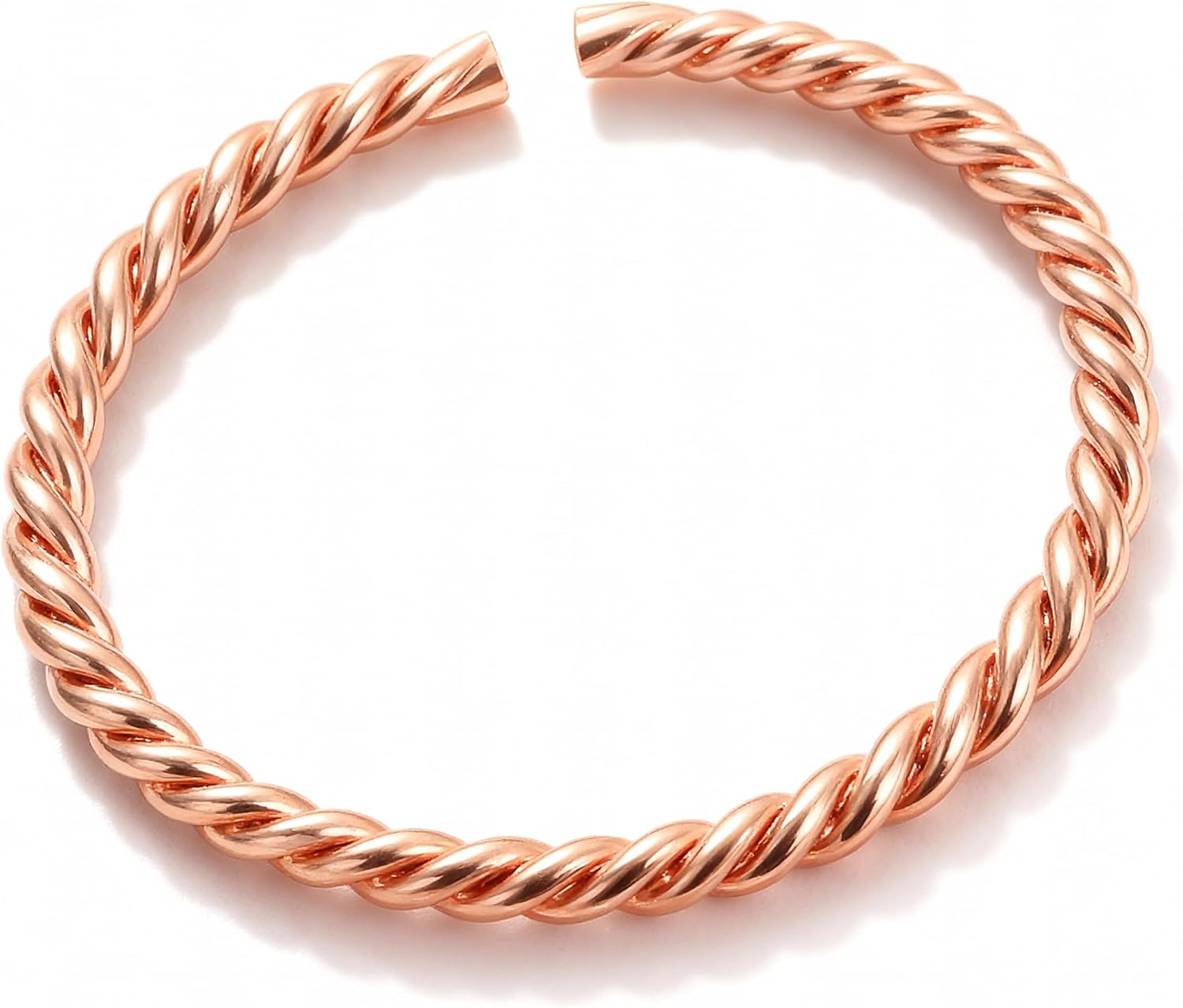Twisted Copper Tensor Bracelet for Women, Solid Pure Copper Bangle, Natural Warm Gold Color Open Cuff