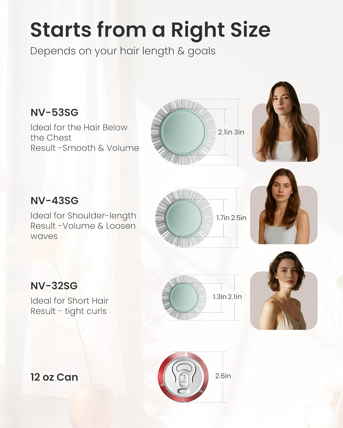 AIMIKE NaturaVol Round Brush for Blow Out, Round Hair Brush Nano Thermal Ceramic & Ionic Tech, for Blow Drying & Salon-like Styling at-home, Maximum Volume Shine - 1.7” Barrel, 2.5” w/Bristle - Image 3