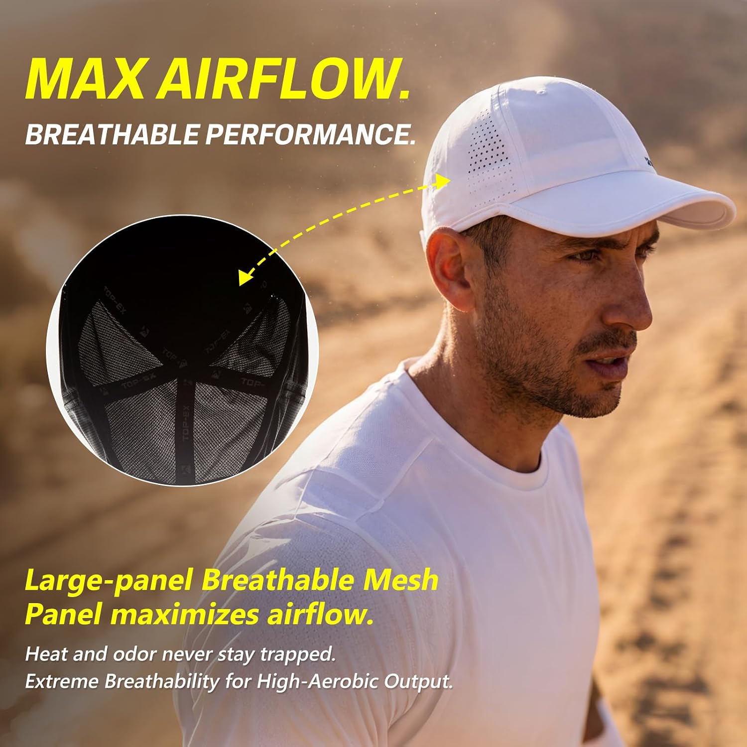 TOP-EX UVCoolix™ Mens Cooling Running Hat, UPF 50 Sun Protection Baseball Cap, Breathable Road Trail Runner's Cap, M/L/XL/XXL