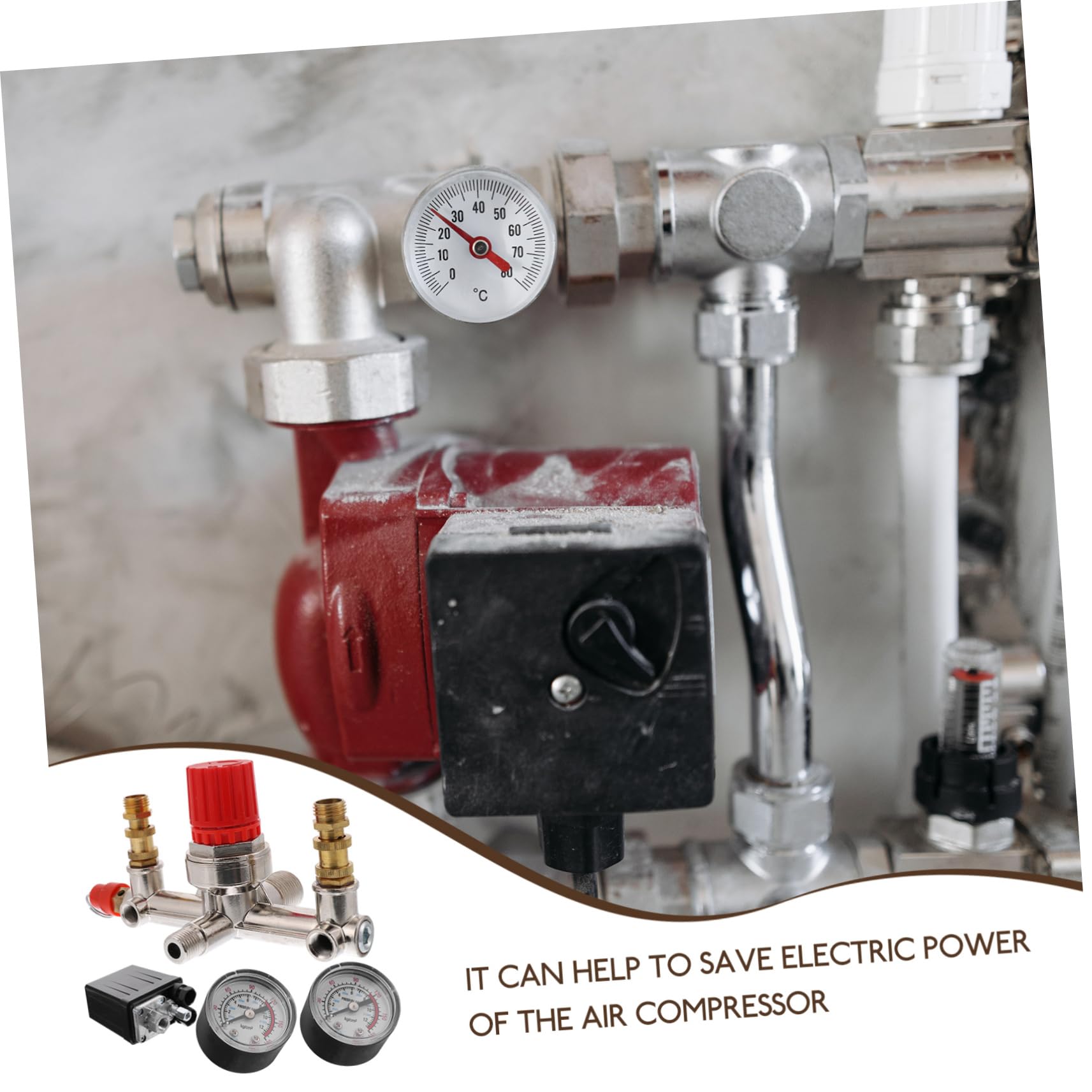 Pressostato per Compressore Aria 175psi 16a con Manometro | Regolatore di Pressione, Interruttore di Controllo, Metallo-plastico, Uso su Air Compressor
