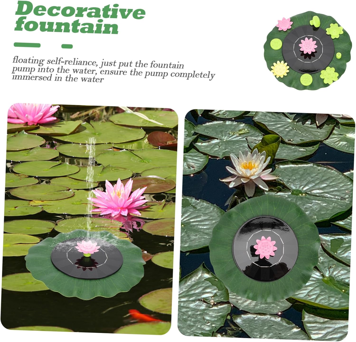 BESTonZON Lotus-Leaf Petal Solar Fountain for Garden Bird Bath Summer Decorative Water Feature Solar Power Lightweight and Easy to Install