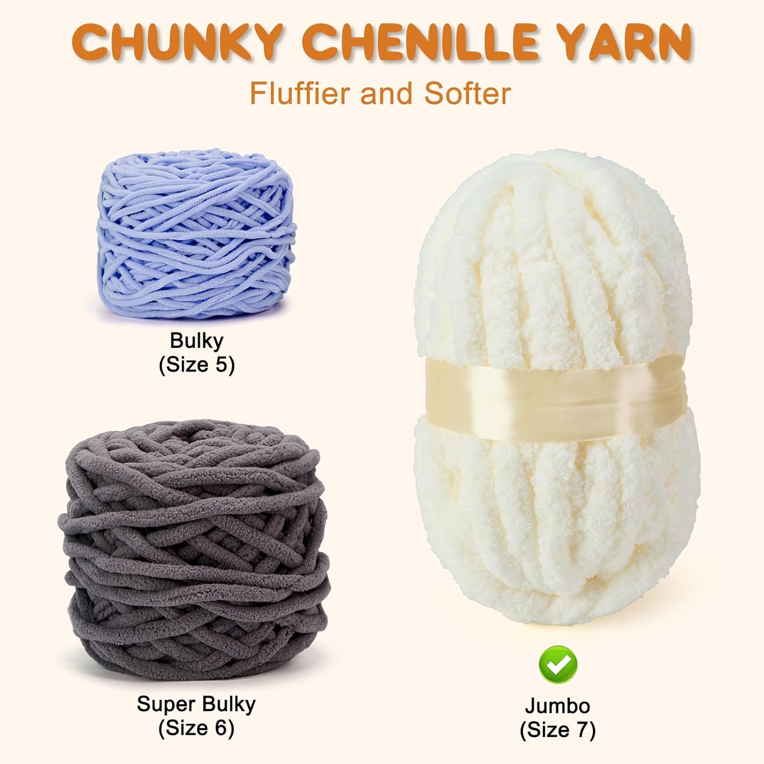 ERLYEEN Chenille Chunky Yarn Soft Thick Fluffy Jumbo Yarn for Arm Knit Blanket