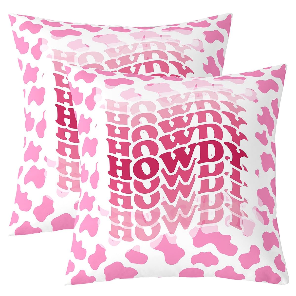 Homemissing Western Pillowcase Cushion Covers Pink Cow Printed Throw Pillow Covers 50x50cm Set of 2 Soft for Kids Wild West Cowboy Cowgirl Howdy Cow Throw Pillowcases Rodeo Cowboy Style Cushion Cases