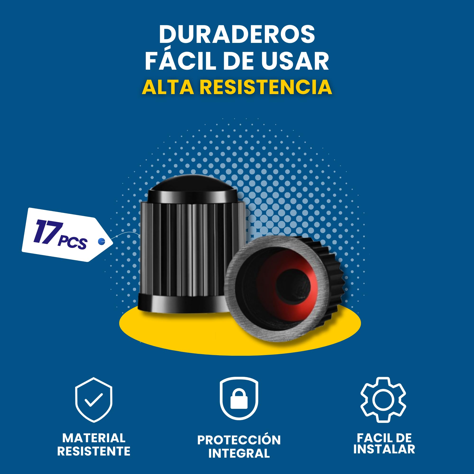 Pack de 15 Tapones para Rueda de Coche + 2 de Regalo | Tapón Universal para Válvula de Neumático, Moto, Bicicleta o Patinete | Anillo Sellador Antifugas para Protección Total — view 2