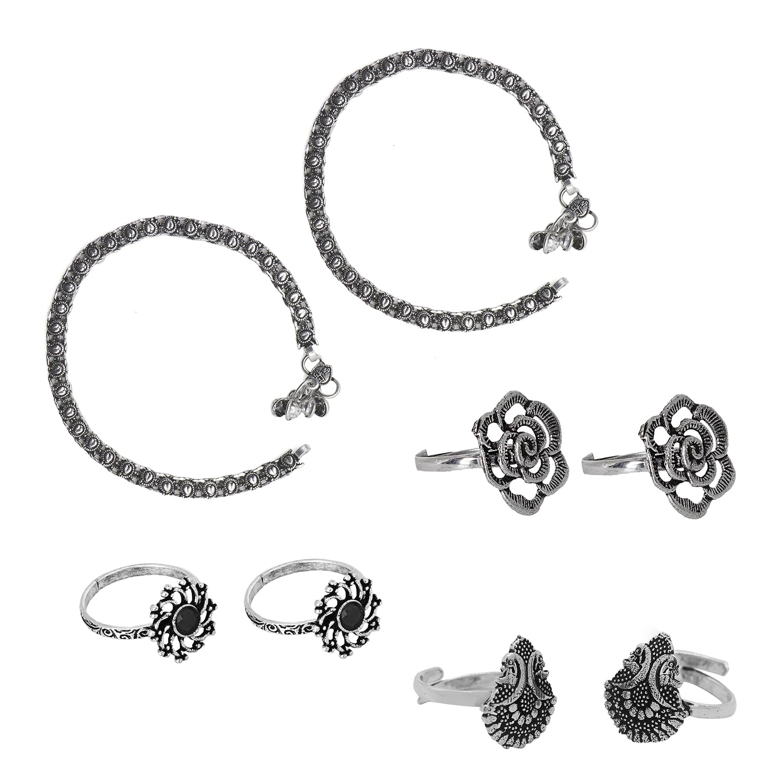 teejh Himali Set of Anklet and 3 Toe Rings-picture-37