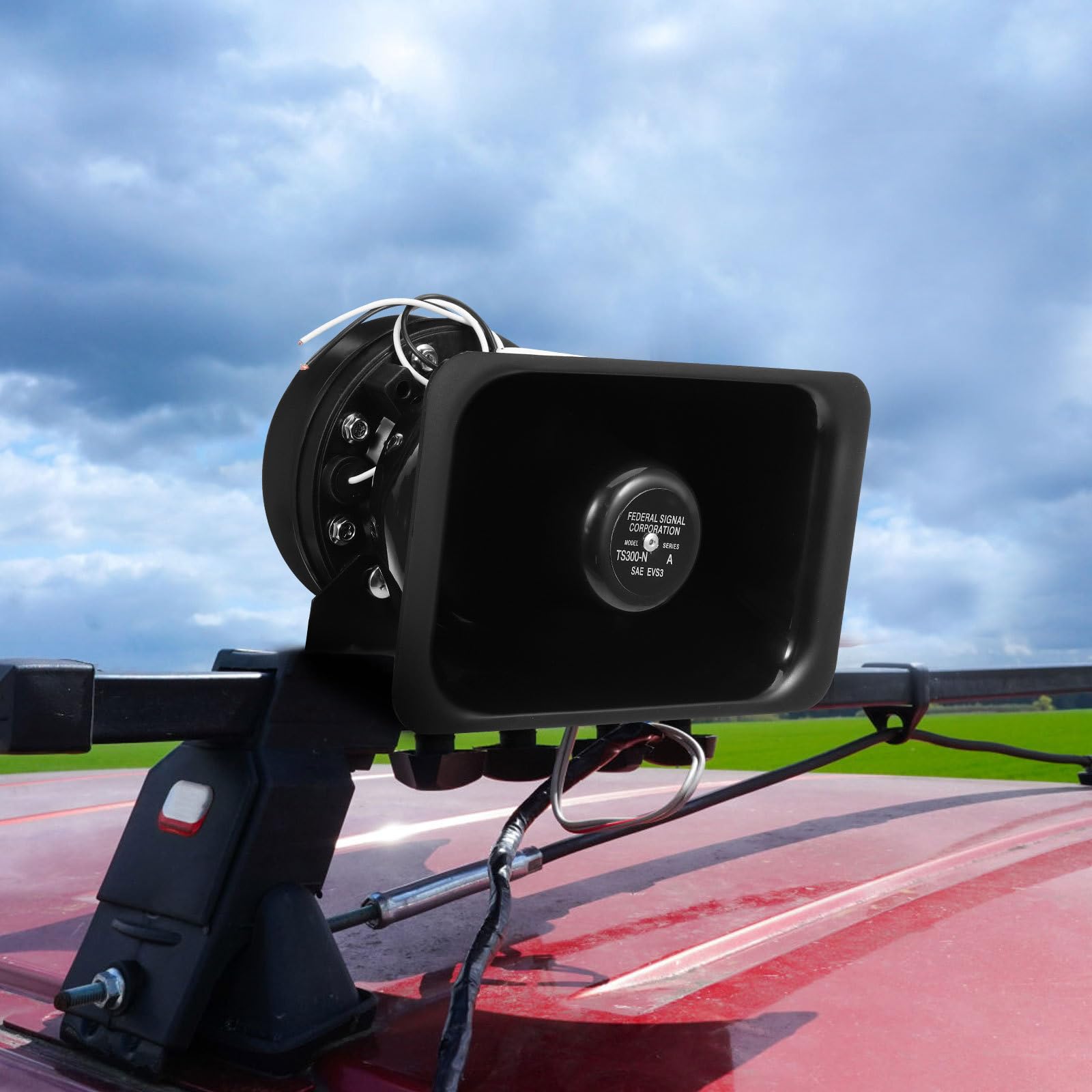 Sirena para Vehículo 300w Negra de Metal y Abs, Alarma | Sonido Claro y Potente, para Camión y Unidades de Emergencia, Uso en Carretera