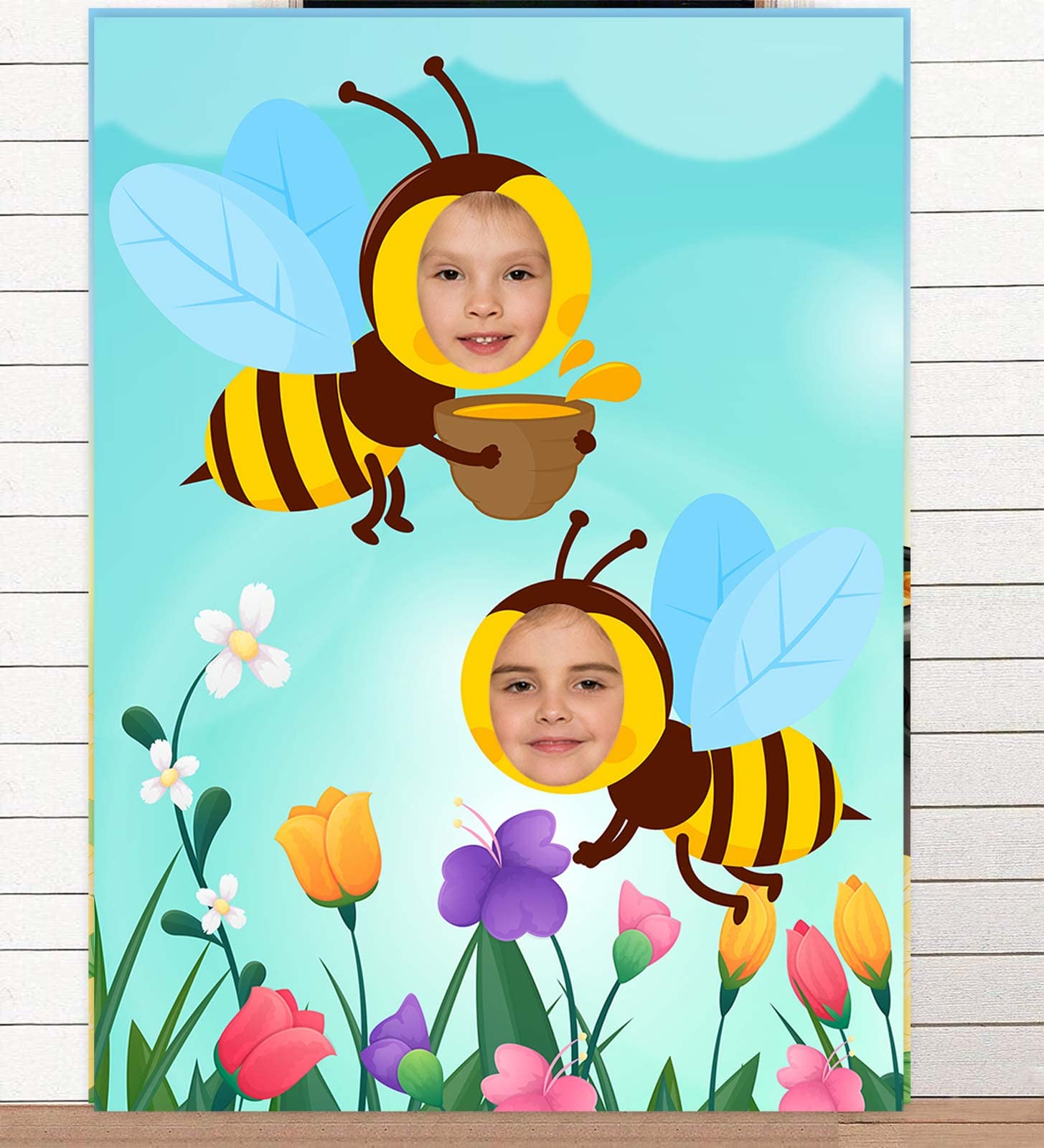 Bees Banner Fun Play Party Game Backdrop Bees Pom Pom Theme Decor Decorations for Happy Bee Day Bee-Shaped Festival Party Honey Supplies