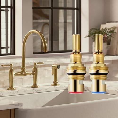 Miniatura 4 de Juego de válvulas de cerámica de latón 1-001 y 1-002, compatible con cartucho generalizado caliente y frío, construcción de latón