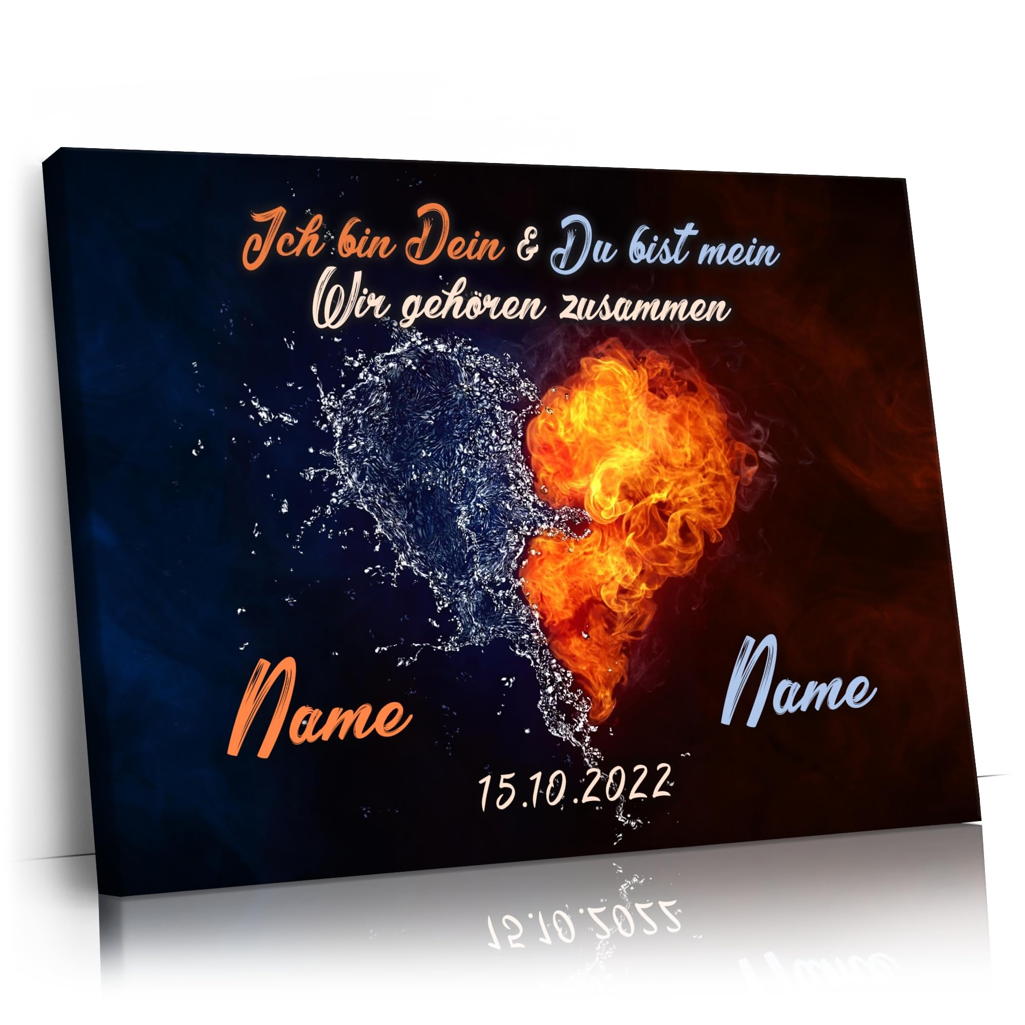 Liebesleinwand Personalisiertes Geschenk für Partner Geschenk Jahrestag, Verlobung, Hochzeitstag | Leinwandbild romantisch gestalten | Wir beide sind eins