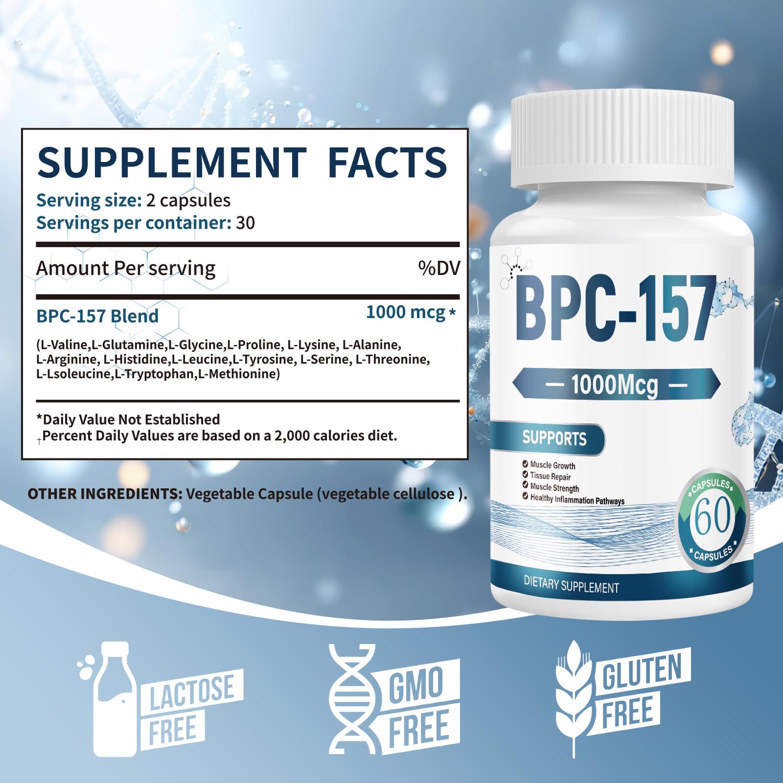 B-PC 157 Kapseln, Für Muskeln und nach, Peptid für Schnelle Regeneration und Gewebeschutz, Non-GMO, Gluten-Free，60 Stück
