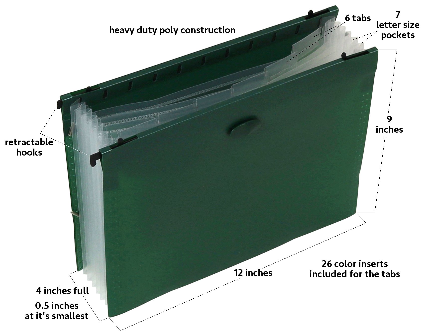 Ansook Plastic Expanding Hanging File Folders,Letter Size - View #3