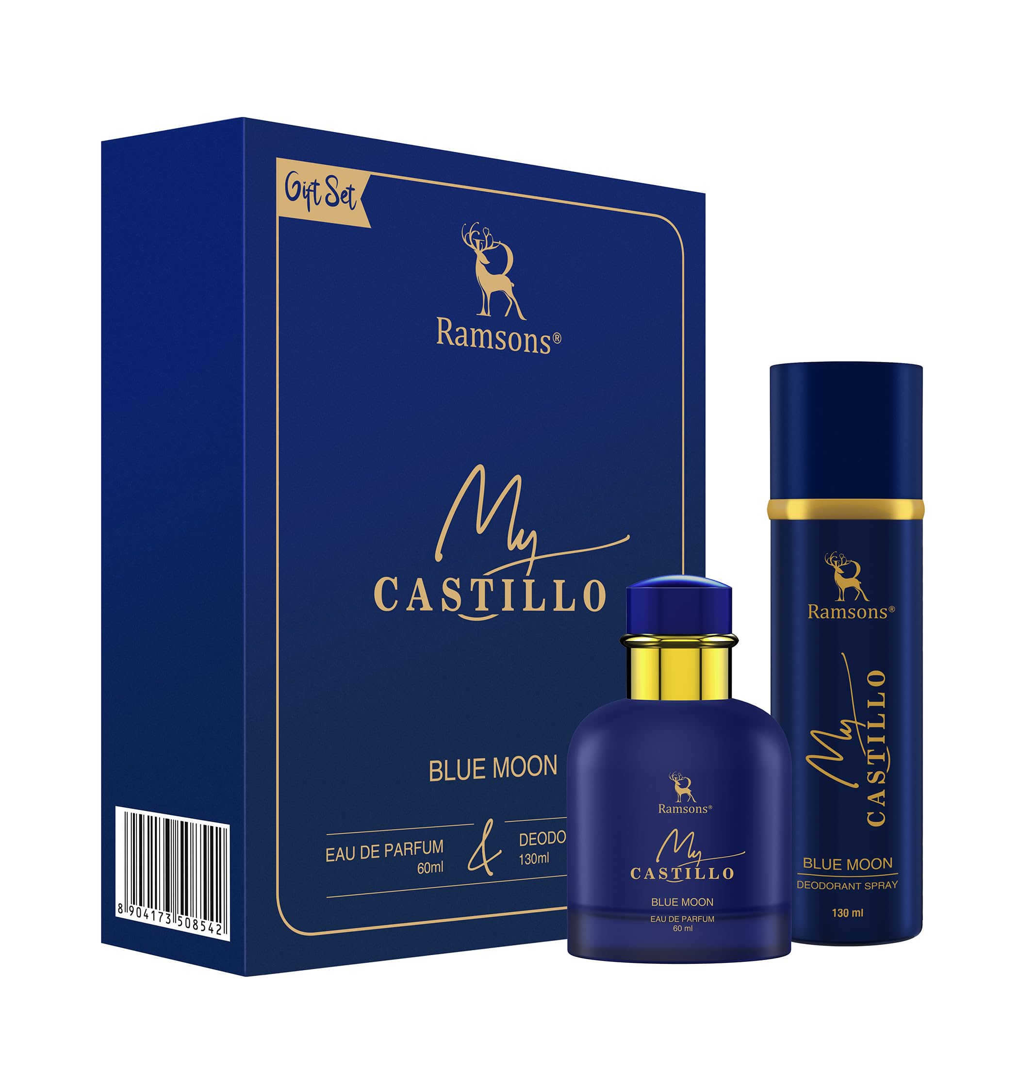 RAMSONS My Castillo Gift Sets Blue Moon Eau De Parfum (60ml) & Deodorant (130ml) Pack of 2 Perfume Gift Box for Men & Women | Luxury Perfume | Long Lasting Deodorant