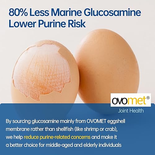Miniatura 3 de OVOMET - Membrana de cáscara de huevo baja en purina glucosamina sulfato de condroitina MSM Boswellia Suplemento para articulaciones, apoya la