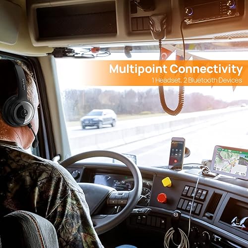 Miniatura 7 de LEVN Auriculares Bluetooth, auriculares inalámbricos con micrófono y botón de silencio, 60 horas de tiempo de conversación, auriculares con